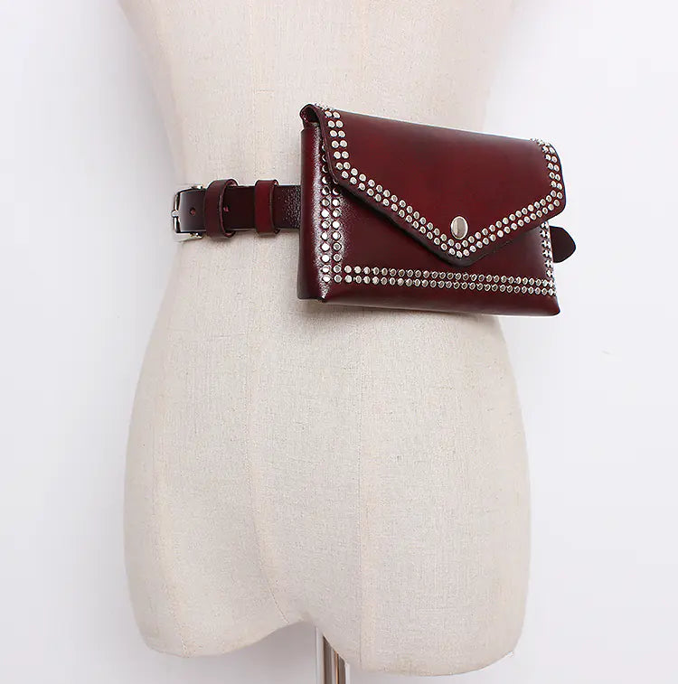 Urban Rivet Dual-Layer Cowhide Belt Bag
