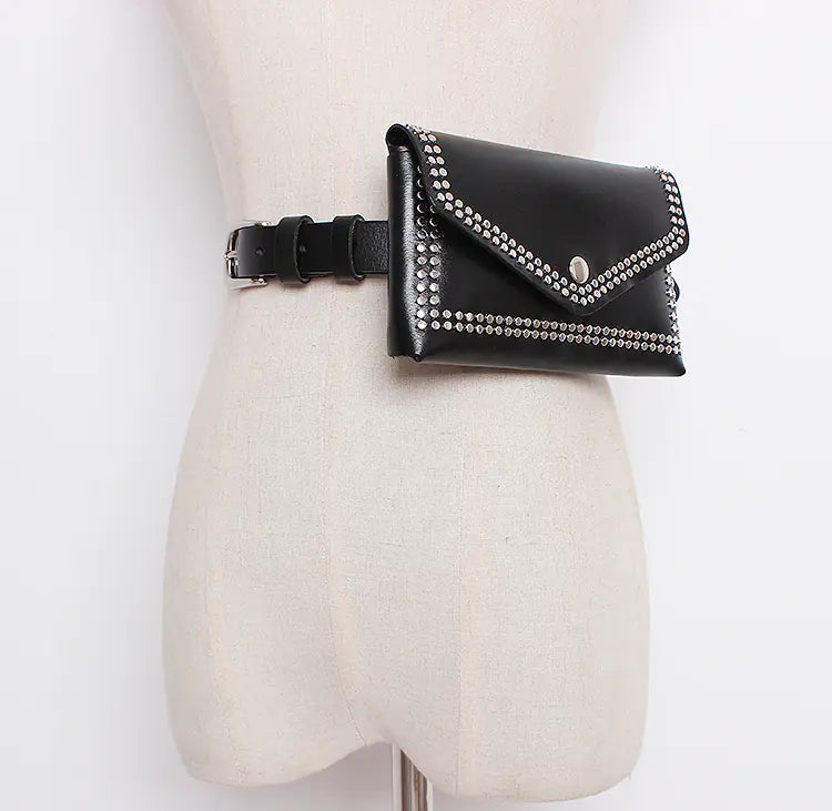 Urban Rivet Dual-Layer Cowhide Belt Bag