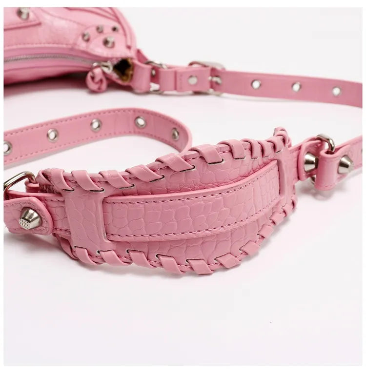 Crescent Chic Rivet Tassel Bag